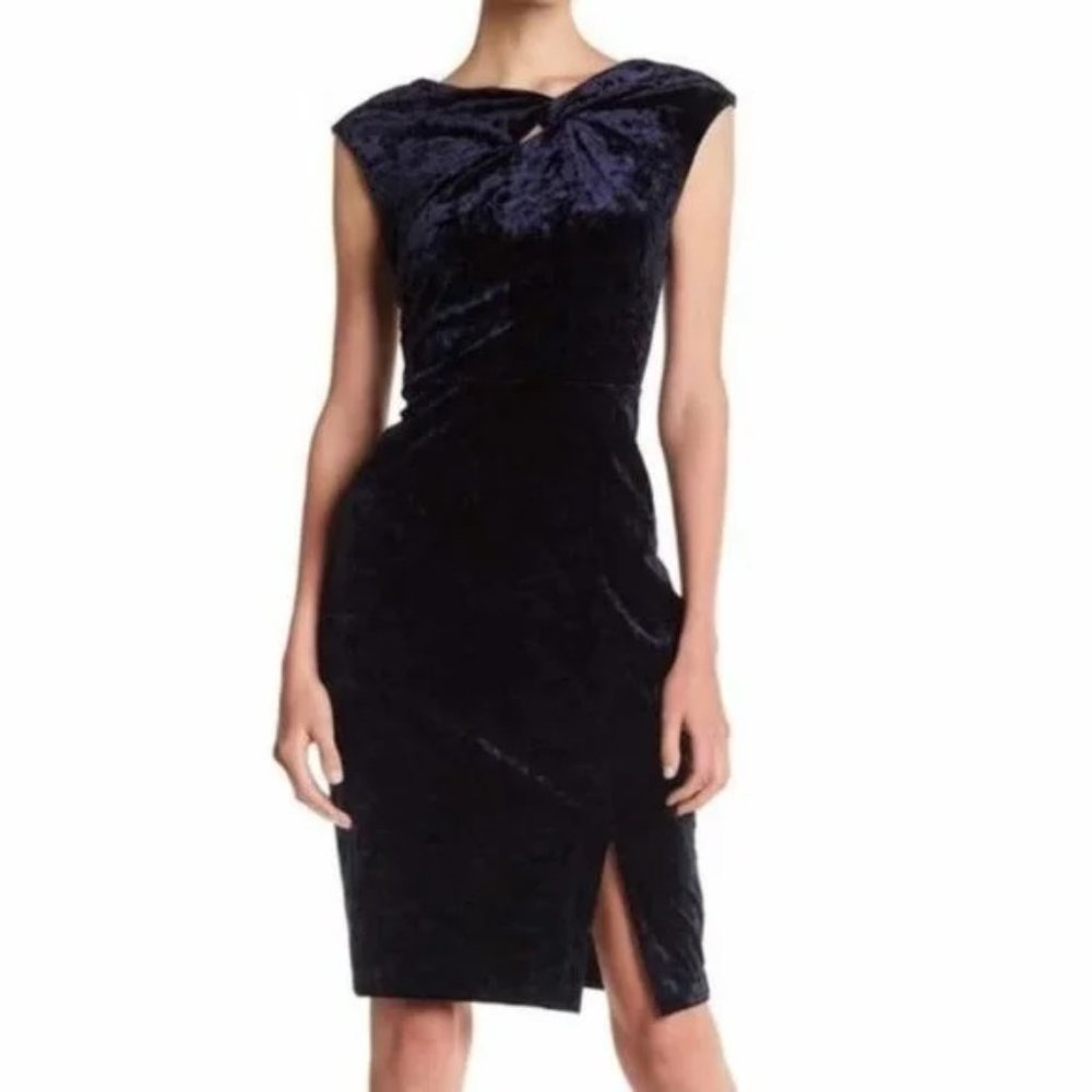 Eci Silvery Blue Crushed Velvet Dress